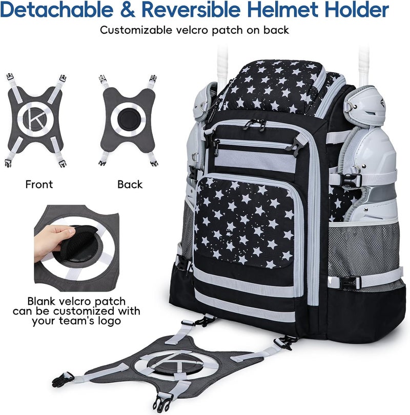 KAVIGOR Catchers Gear Bag, 80L Baseball/Softball Backpack Holds 2 Sets of Gear with Shoe Compartment, Helmet Holder & Cooler Pocket - Image 4